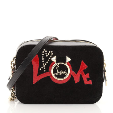 Christian Louboutin Rubylou Love Crossbody Bag Suede and Leather Mini