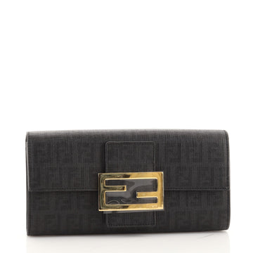 Fendi Buckle Flap Continental Wallet Zucchino Coated Canvas Long