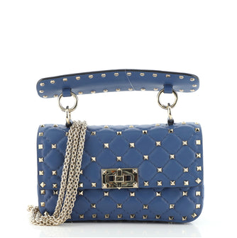 Valentino Rockstud Spike Flap Bag Quilted Leather Small