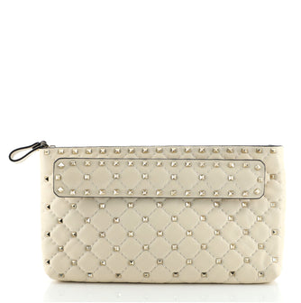 Valentino Rockstud Spike Clutch Quilted Leather