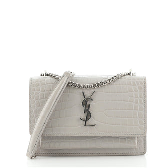 Saint Laurent Sunset Chain Wallet Crocodile Embossed Leather