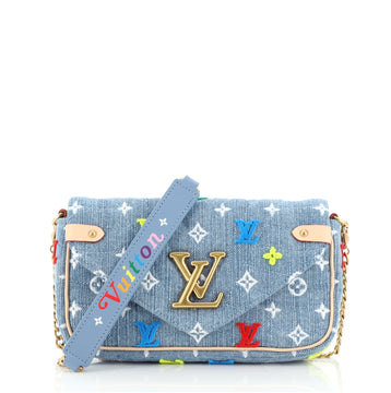 Louis Vuitton New Wave Chain Pochette Monogram Embroidered Quilted Denim