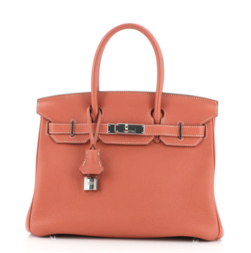 Hermes Birkin Handbag Red Togo with Palladium Hardware 30