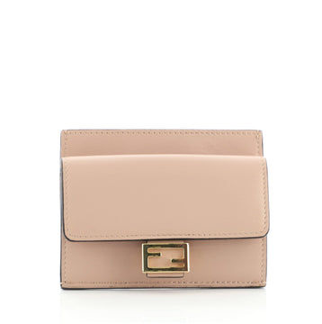 Fendi Flap Card Holder Embossed Zucca Leather