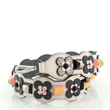Fendi Flowerland Strap You Shoulder Strap Studded Leather