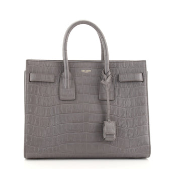 Saint Laurent Sac de Jour Bag Crocodile Embossed Leather Small