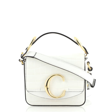 Chloe C Crossbody Bag Crocodile Embossed Leather Mini