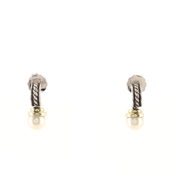 David Yurman Solari Drop Earrings Sterling Silver with 14K Yellow Gold and Pearls