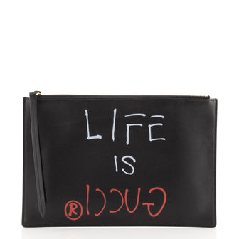 Gucci Zipped Pouch GucciGhost Leather Medium