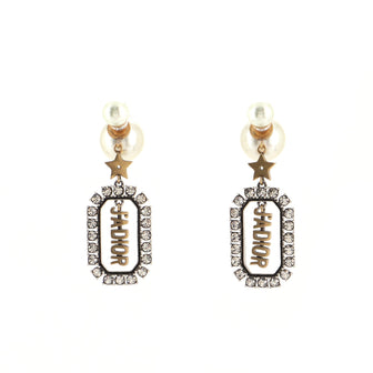 Christian Dior J'Adior Star Tribales Drop Earrings Metal with Faux Pearls and Crystals