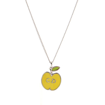 Christian Dior Vintage Apple Motif Pendant Necklace Metal and Enamel