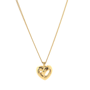 Christian Dior Vintage Cut Out Heart Pendant Necklace Metal