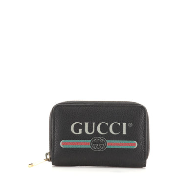 Gucci Logo Zip Card Case Printed Leather
