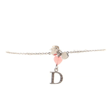 Christian Dior Vintage Multi Heart Dangling D Bracelet Metal with Acrylic