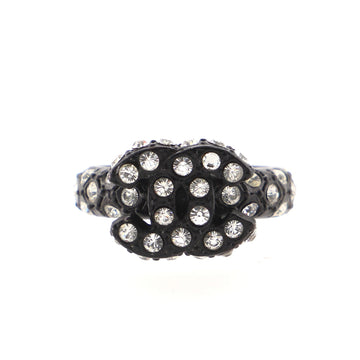 Chanel Vintage Crystal CC Ring Crystal Embellished Metal