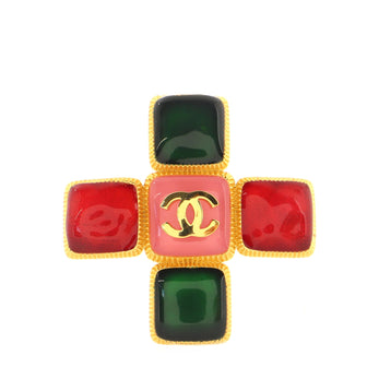 Chanel Cross Brooch Gripoix and Metal