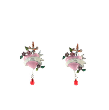 Christian Dior Bleeding Heart Clip-On Earrings Metal and Enamel