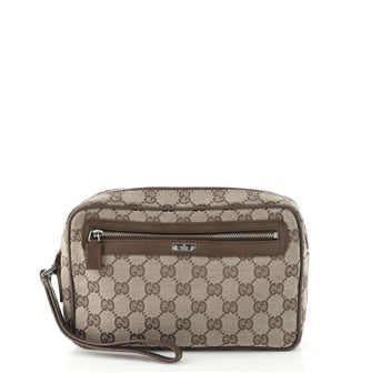 Gucci Wristlet Clutch GG Coated Canvas