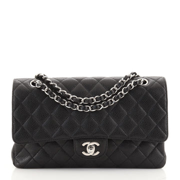 Chanel Vintage Classic Double Flap Bag Quilted Caviar Medium