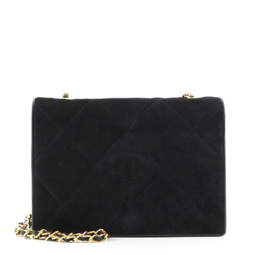 Chanel Vintage Diamond CC Flap Bag Quilted Suede Small