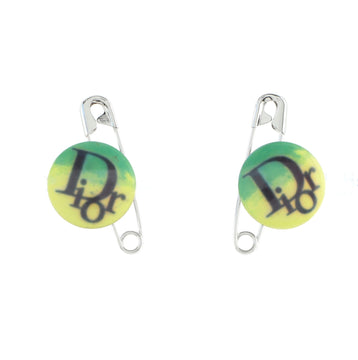 Christian Dior Vintage Safety Pin with Badge Clip-On Earrings Metal