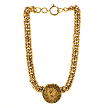 Chanel CC Medallion Chain Choker Necklace Metal
