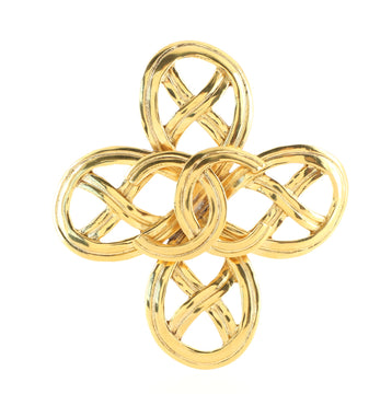 Chanel Vintage Cut Out Quilted Clover CC Brooch Metal