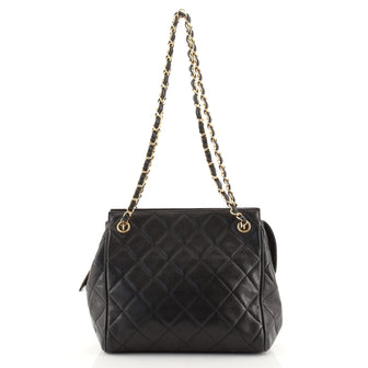 Chanel Vintage Zipped Chain Tote Quilted Caviar Small