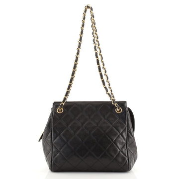 Chanel Vintage Zipped Chain Tote Quilted Caviar Small
