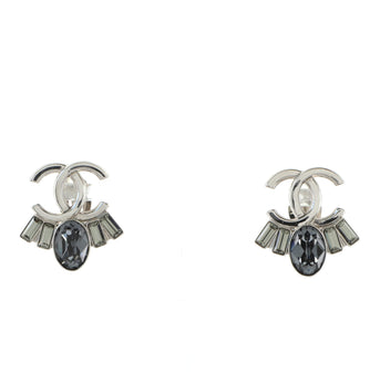 Chanel Vintage CC Bijoux Baguette Clip-On Earrings Metal and Crystal