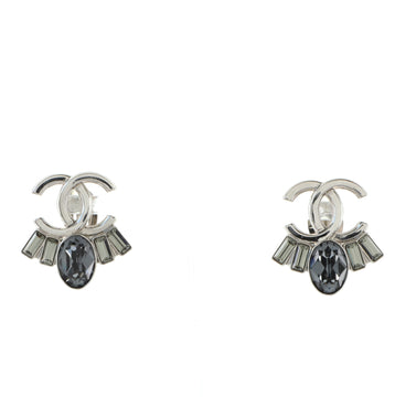 Chanel Vintage CC Bijoux Baguette Clip-On Earrings Metal and Crystal