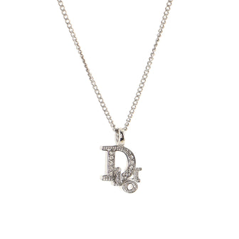 Christian Dior Vintage Dior Logo Necklace Metal and Crystal