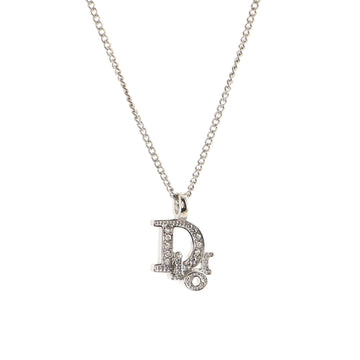 Christian Dior Vintage Dior Logo Necklace Metal and Crystal