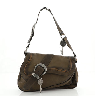 Christian Dior Vintage Gaucho Double Saddle Bag Leather Small