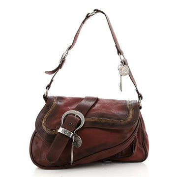 Christian Dior Vintage Gaucho Double Saddle Bag Leather Small