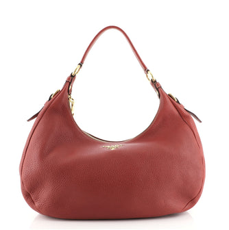 Prada Zip Top Hobo Vitello Daino Medium