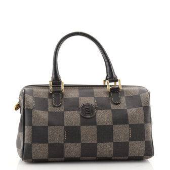 Fendi Vintage Convertible Boston Bag Check Coated Canvas Mini
