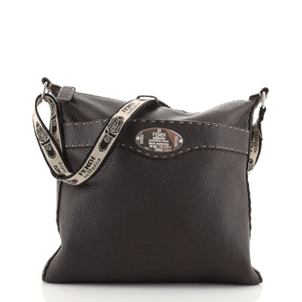 Fendi Vintage Selleria Zip Messenger Bag Leather Medium