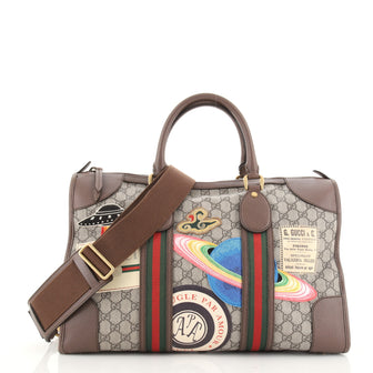 Gucci Courrier Carry On Convertible Duffle Bag GG Coated Canvas with Applique Small
