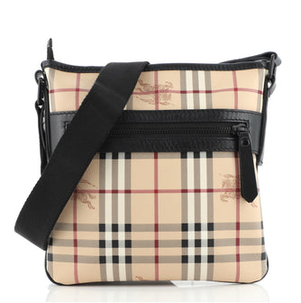 Burberry Zip Messenger Bag Haymarket Coated Canvas Small