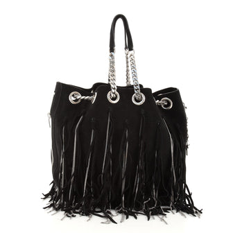 Saint Laurent Emmanuelle Chain Bucket Bag Chain Fringe Suede Medium