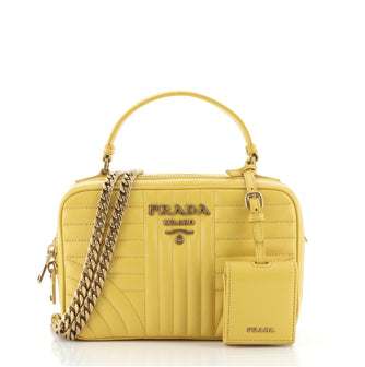 Prada Zip Around Top Handle Bag Diagramme Quilted Leather Small