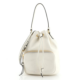Prada Logo Drawstring Bucket Bag Glace Calf Small