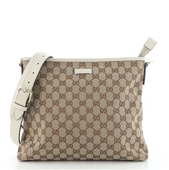 Gucci Zip Top Messenger Bag GG Coated Canvas Medium