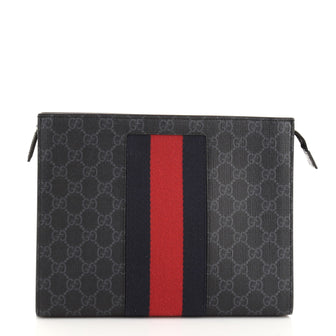 Gucci Web Zip Pouch GG Coated Canvas