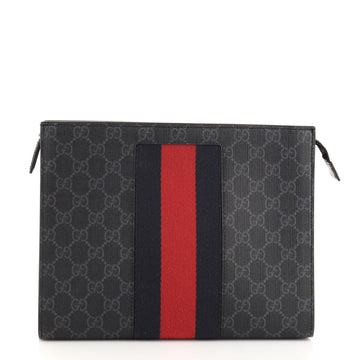 Gucci Web Zip Pouch GG Coated Canvas