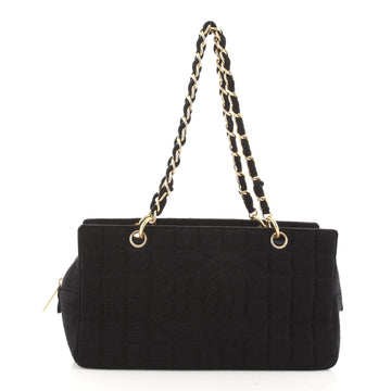 Chanel Chocolate Bar Chain Tote Quilted Jersey Large