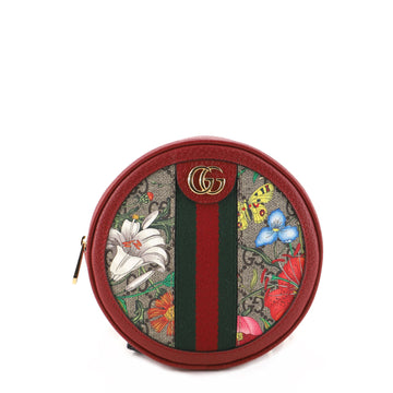 Gucci Ophidia Round Shoulder Bag Flora GG Coated Canvas Mini