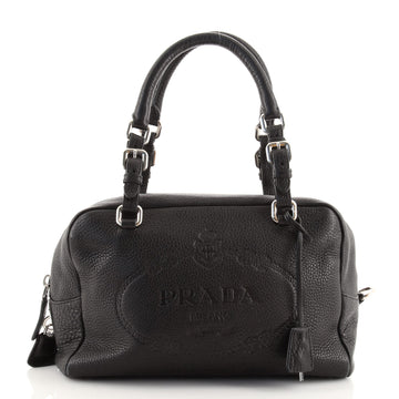 Prada Embossed Logo Bauletto Bag Vitello Daino Medium