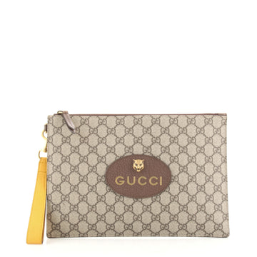 Gucci Neo Vintage Wristlet Pouch GG Coated Canvas